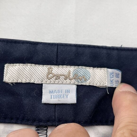 BODEN Chino Pants Navy White Size 8L (Tall) Stretch Heart Print Front Pockets - Picture 6 of 13